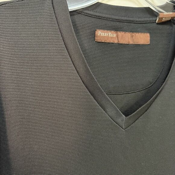 Perry Ellis Men’s Black T Shirt V-Neck Short Sleeve Size XL - Picture 6 of 12